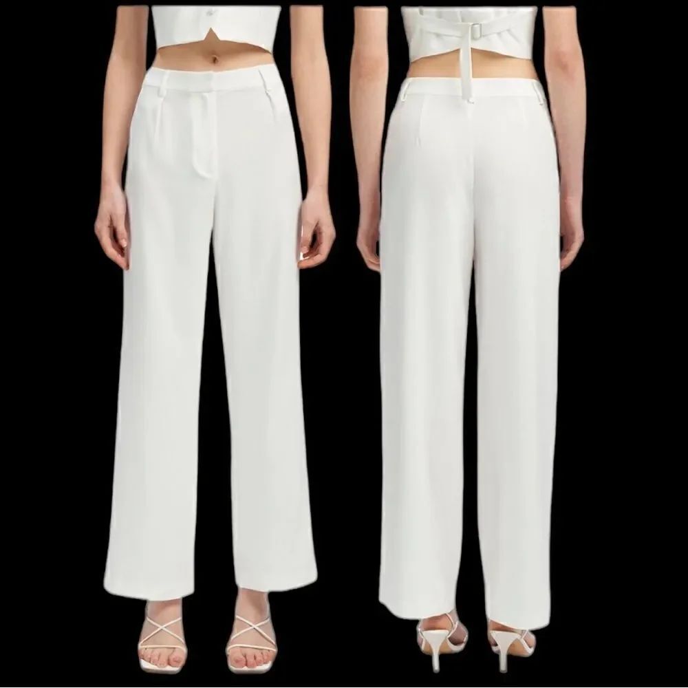 Bardot Women's Callista High-Rise Wide-Leg Pants in the Size 12 in Ivory Color